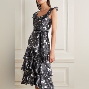 Marchesa Notte - Floral Print Charm Ruffle Cocktail Dress